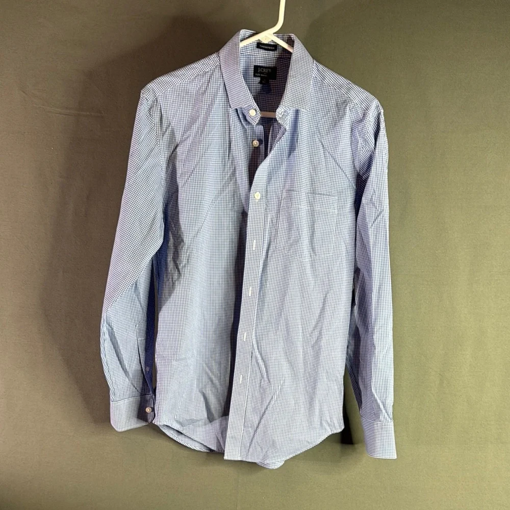 J.Crew Men's Blue Checkered Shirt size‎ medium button-down